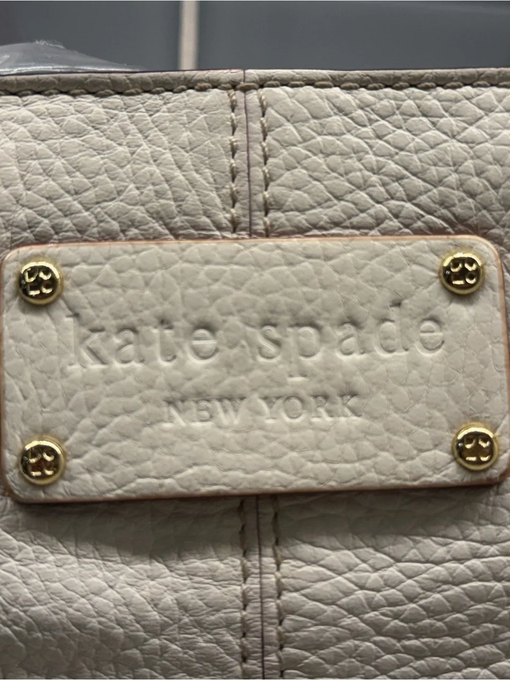 Kate Spade Rudy Nob Hill PXRU0248 Snow/Spice Pebbled Leather Tote w/Dust Bag